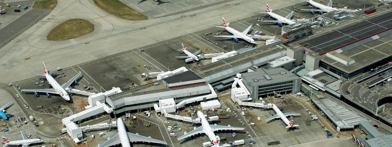 Aerial view of a London airport